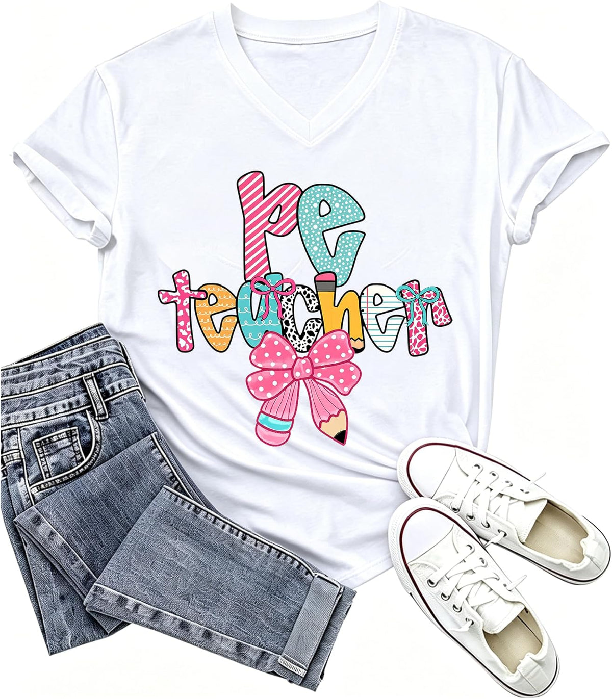 Pe Teacher Shirt Funny Physical Education Teacher Shirts School Pe Teachers T-Shirt for Women Gym Teachers Gifts - V-Neck