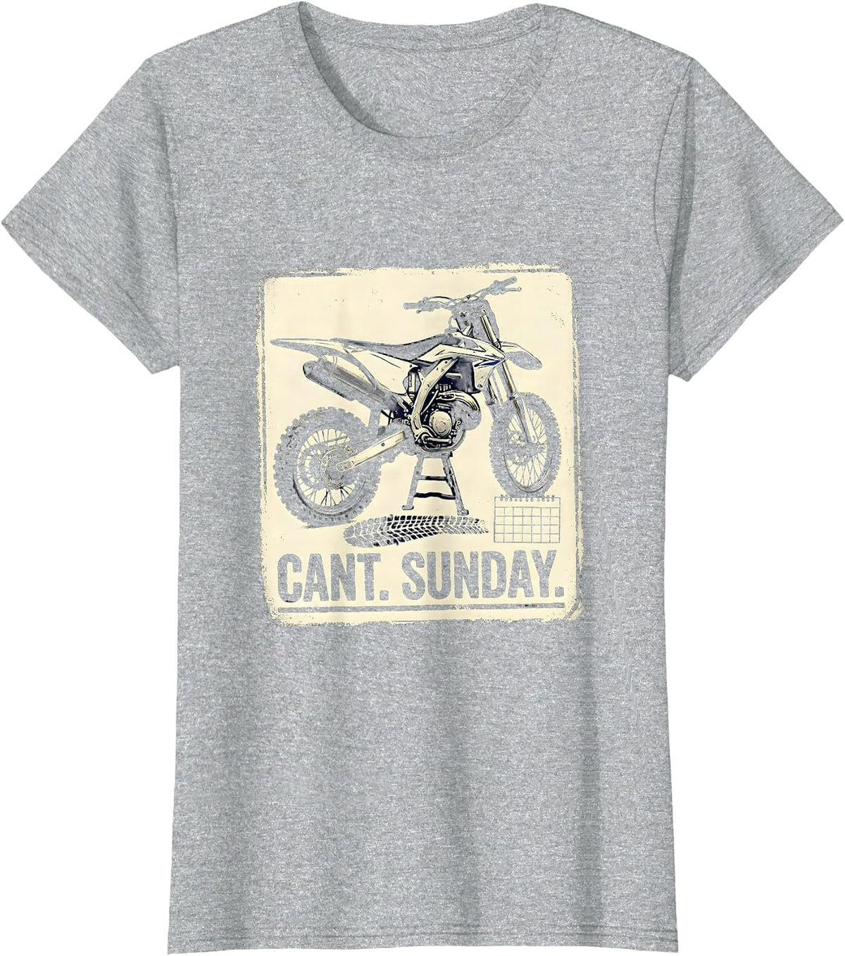 Cant. Sunday Rubber Stamp Dirt Bike Motocross Off-Road Rider T-Shirt - Heather Grey