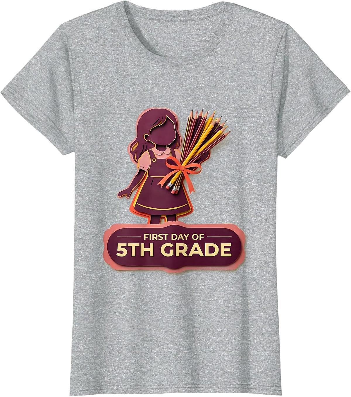 Women's First Day Of 5th Grade Coquette Back To School Girls Kids T-Shirt - Heather Grey