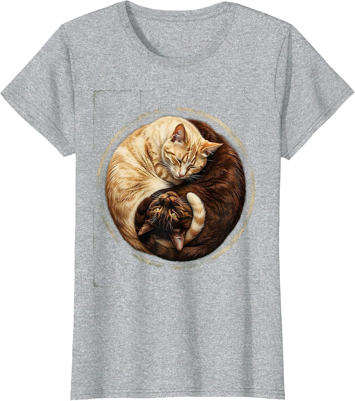 Women's Yin Yang Sleeping Cats Matching Couples Design T-Shirt - Heather Grey