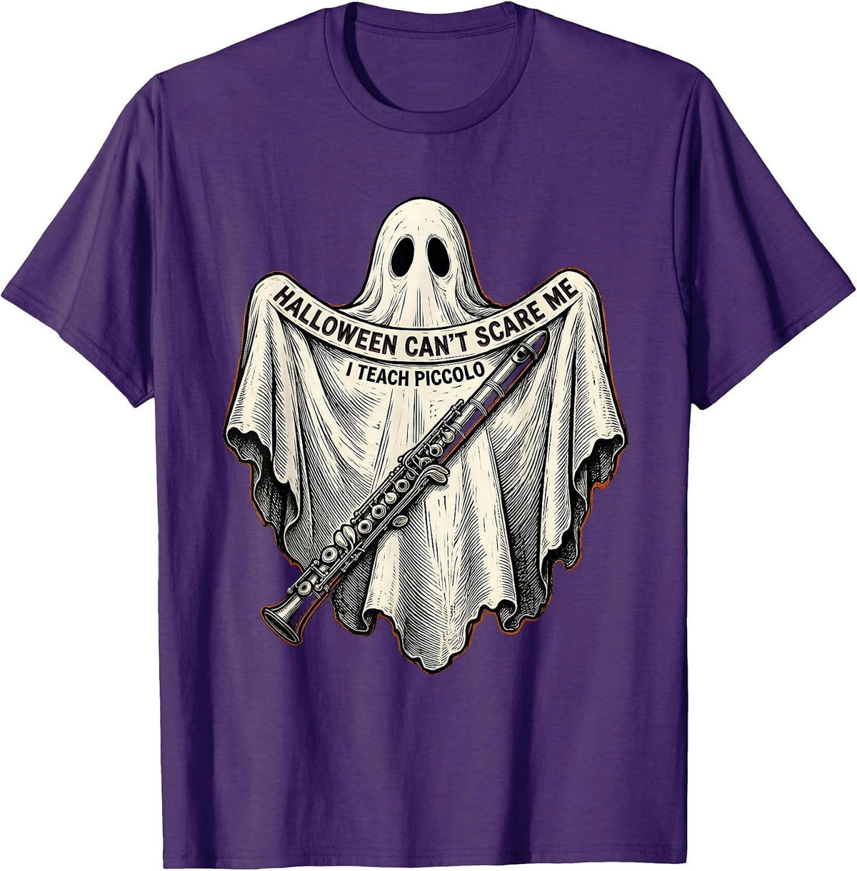 Men's Halloween Can't Scare Me, I Teach Piccolo Music Teacher T-Shirt - Purple