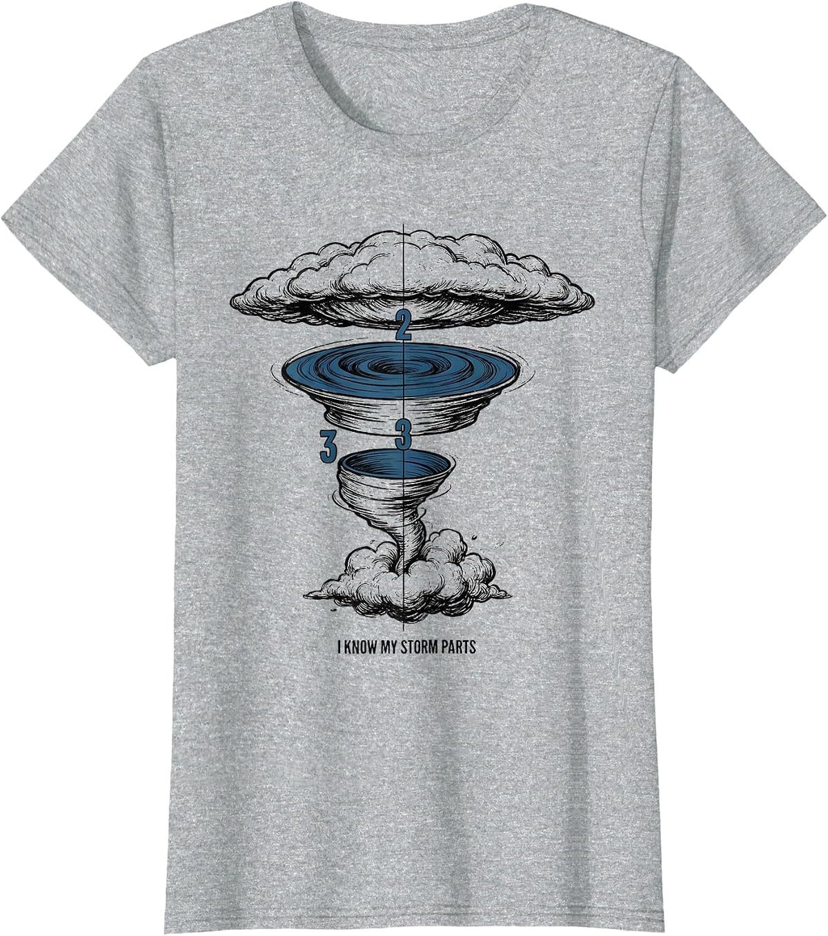 Women's I Know My Storm Parts Funny Tornado Chaser Meteorology Gift T-Shirt - Heather Grey