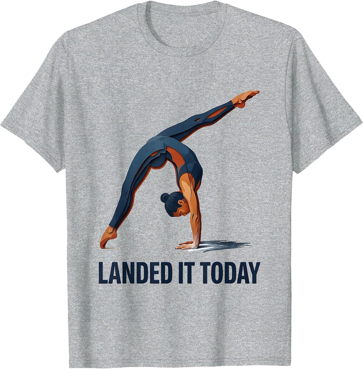 Men's Landed It Today Playful Gymnastics Humor Bow Gymnast Gift T-Shirt - Heather Grey