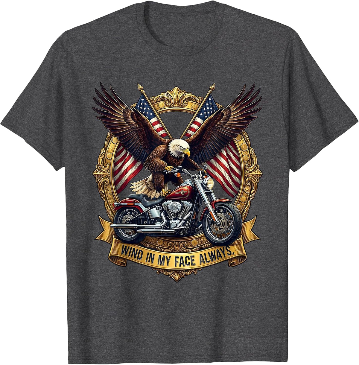 Wind In My Face Always Cycling Bike Design T-Shirt - Dark Heather Grey