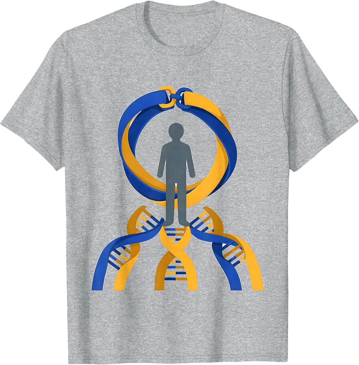 Men's Linked Wristbands Blue Yellow Down Syndrome Awareness T-Shirt - Heather Grey