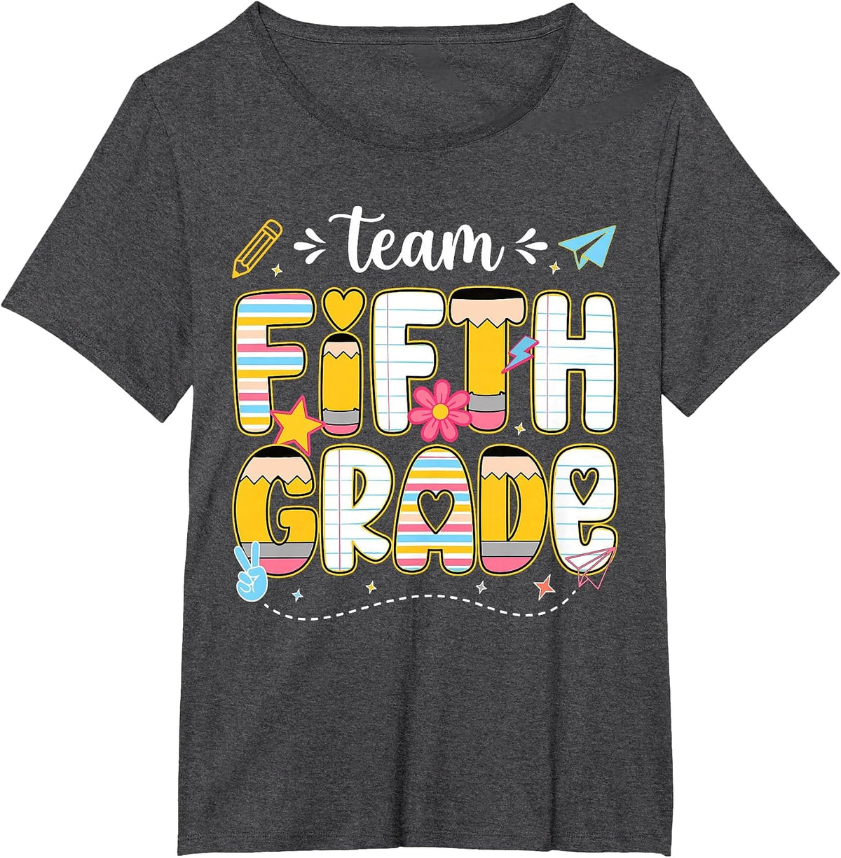 Welcome to 5th Grade Team Teacher First Day of 5th Grade T-Shirt - Dark Heather Grey
