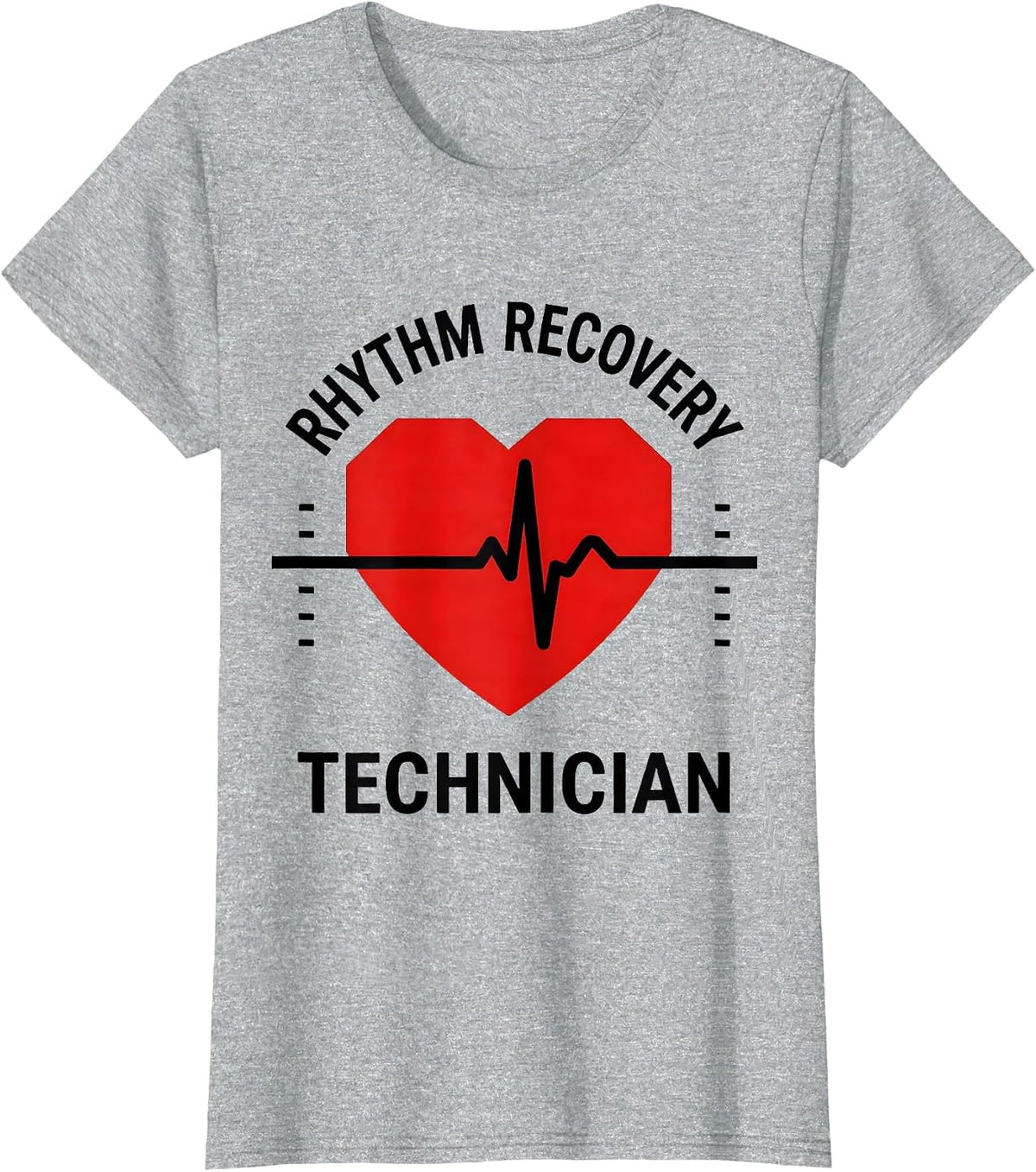 Rhythm Recovery Technician Funny Nurse Cardiology EKG T-Shirt - Heather Grey