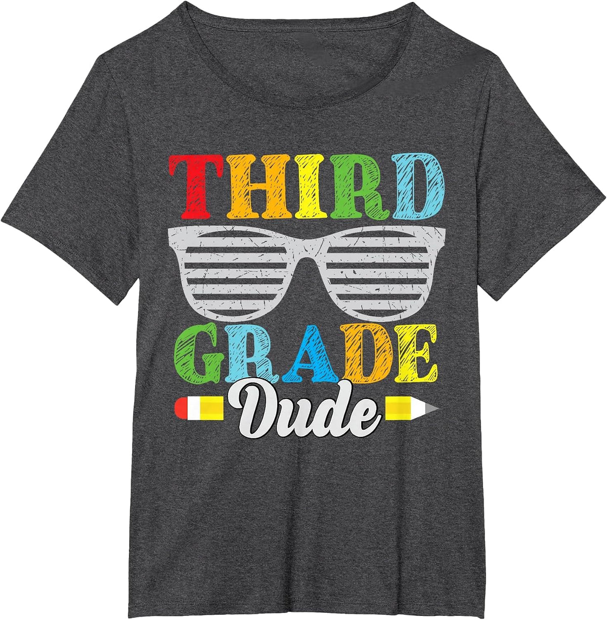Third Grade Dude Funny Back to School Kids Toddlers T-Shirt - Dark Heather Grey