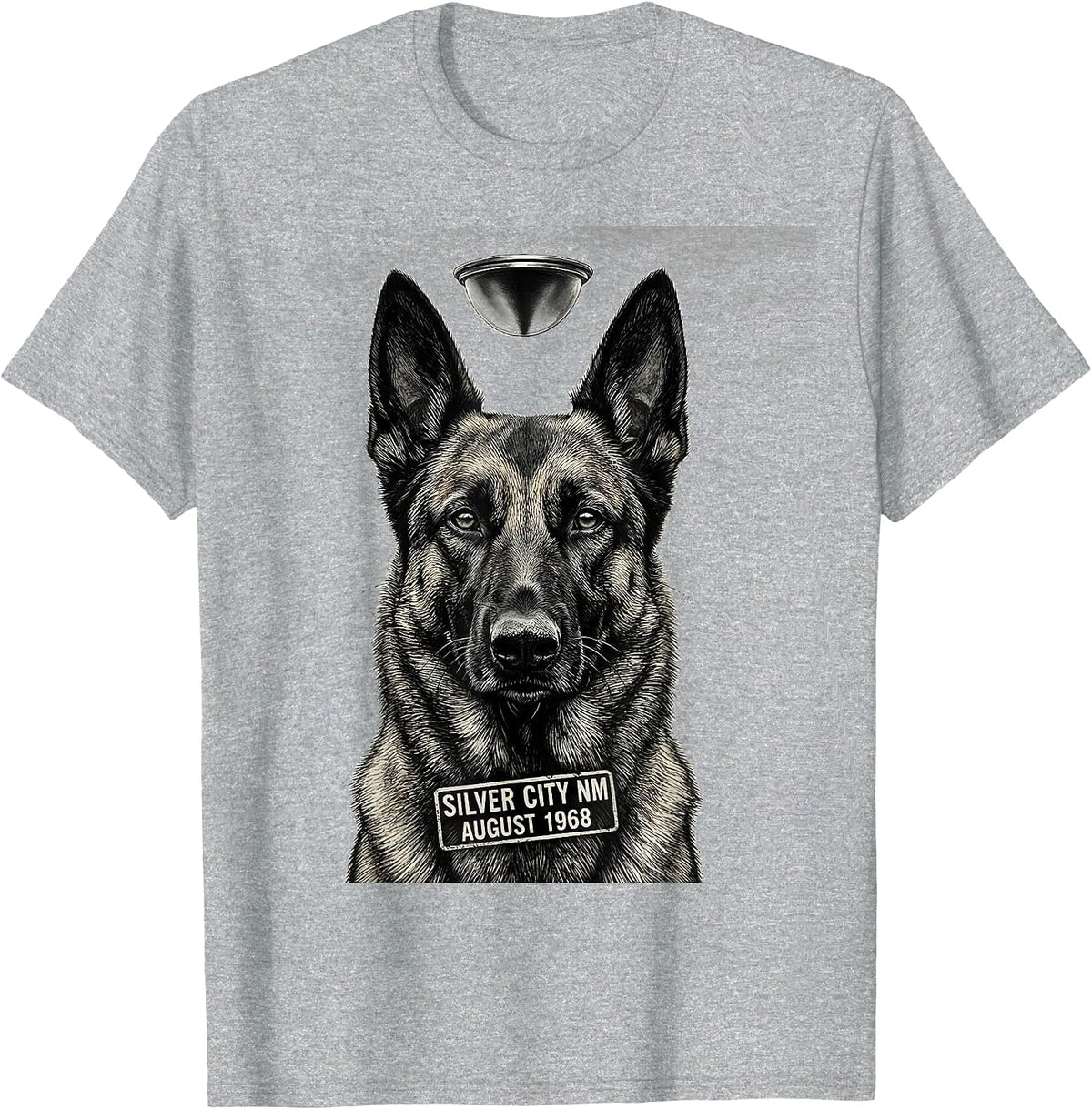 Men's Silver City NM August 1968 Monochromatic Belgian Malinois T-Shirt - Heather Grey