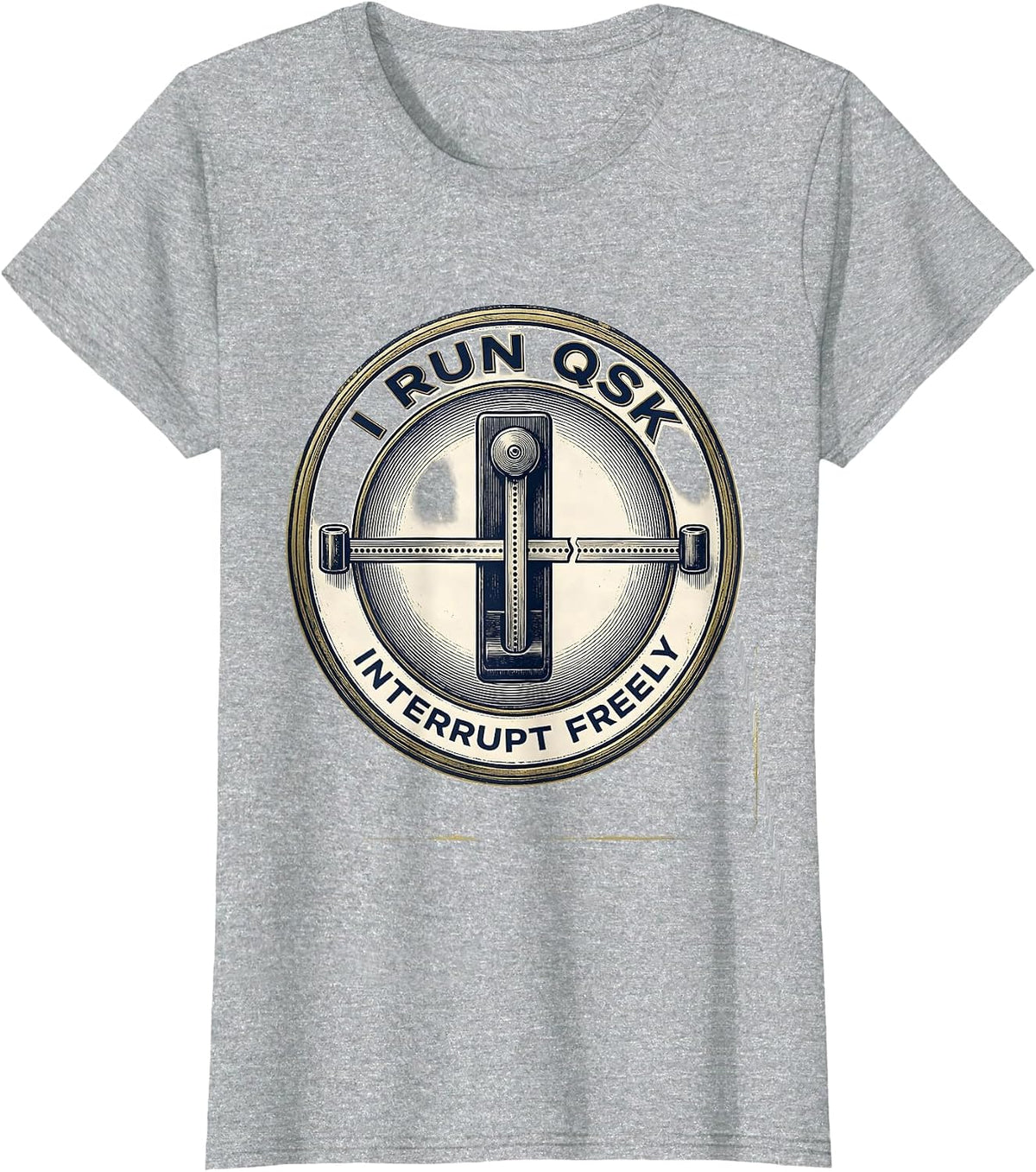 Women's I Run QSK, Interrupt Freely Funny Ham Radio Operator Humor T-Shirt - Heather Grey