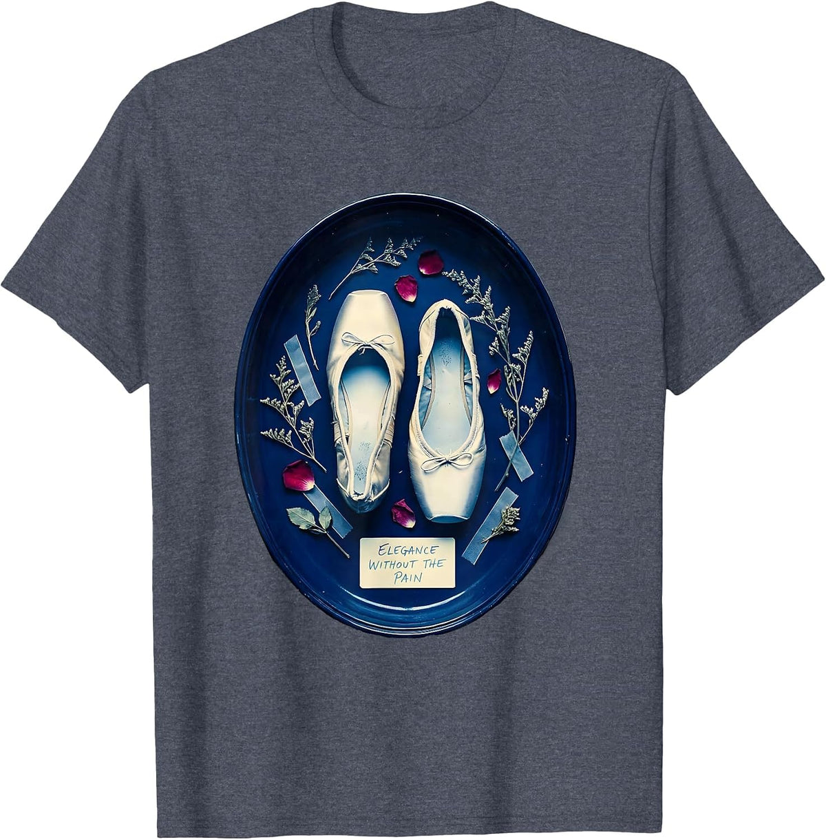Elegance Without The Pain Ballet Flat Design T-Shirt - Heather Blue