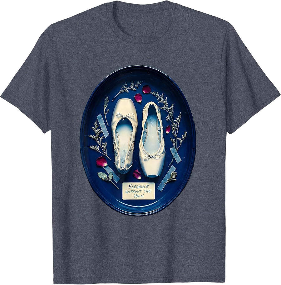 Elegance Without The Pain Ballet Flat Design T-Shirt - Heather Blue
