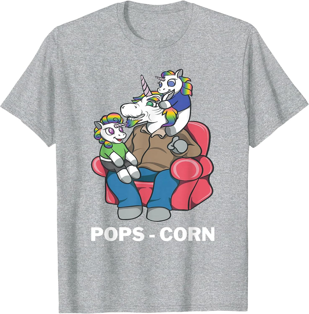 Grandpa Pops Unicorn Old Dadacorn Grandpacorn with Toddlers T-Shirt - Heather Grey