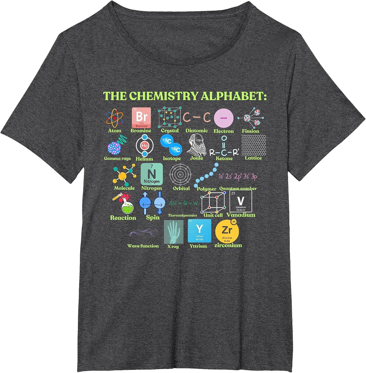 The Chemistry Alphabet, Cool STEM, Science and Chemistry T-Shirt - Dark Heather Grey