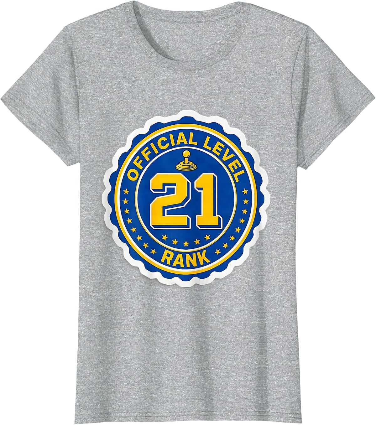 Women's Official Level 21 Rank Gamer Kid Birthday Number Unlocked T-Shirt - Heather Grey