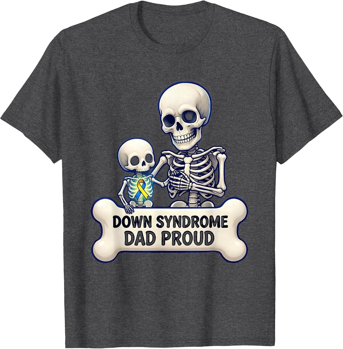 Men's Down Syndrome Dad Proud Awareness Design T-Shirt - Dark Heather Grey