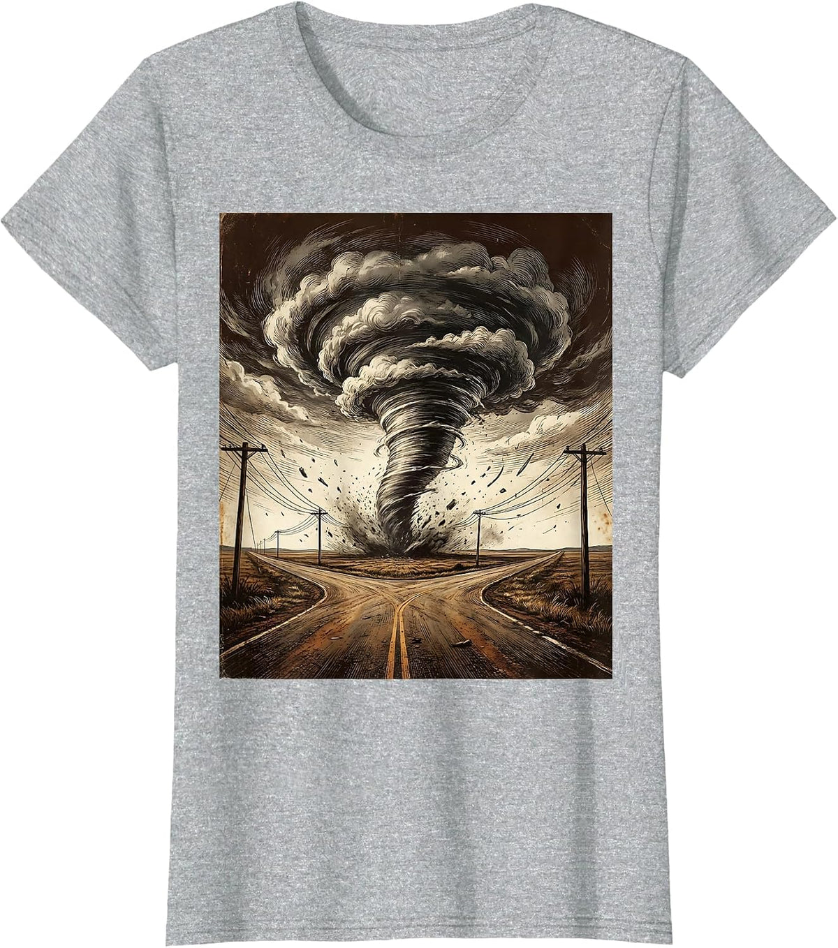Women's Tornado Crossroads Graphic Tee - Turning Point T-Shirt - Heather Grey