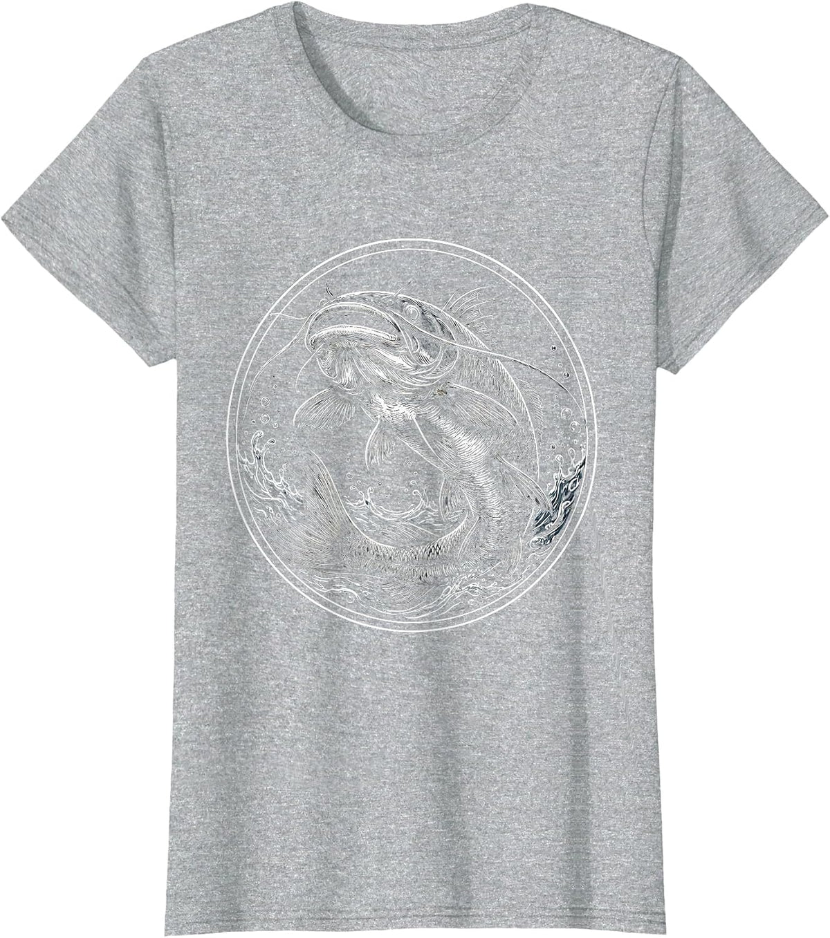 Giant Catfish Lurking in the Dark Depths T-Shirt - Heather Grey