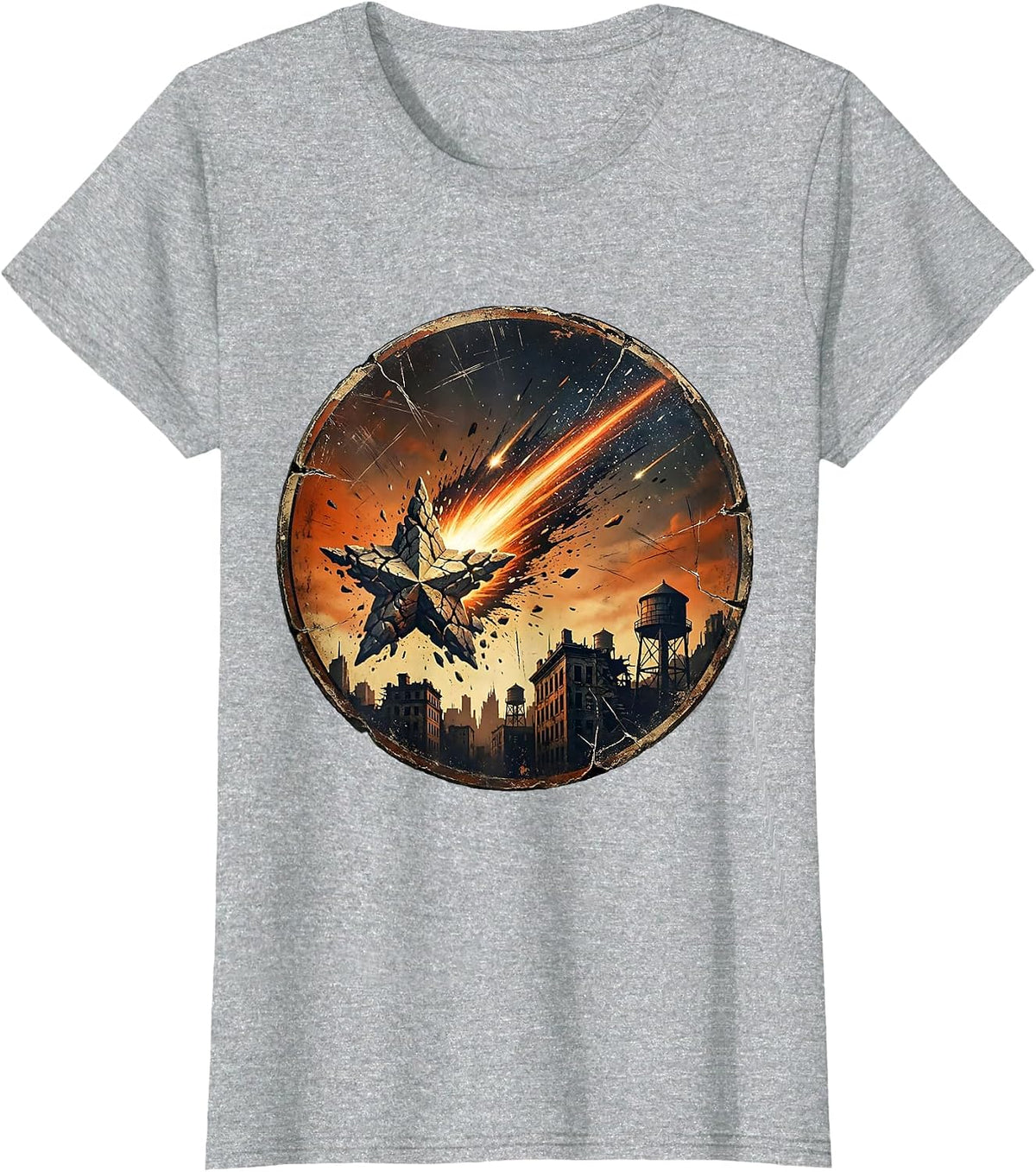 Women's 21st Birthday Shooting Star City Skyline T-Shirt - Heather Grey