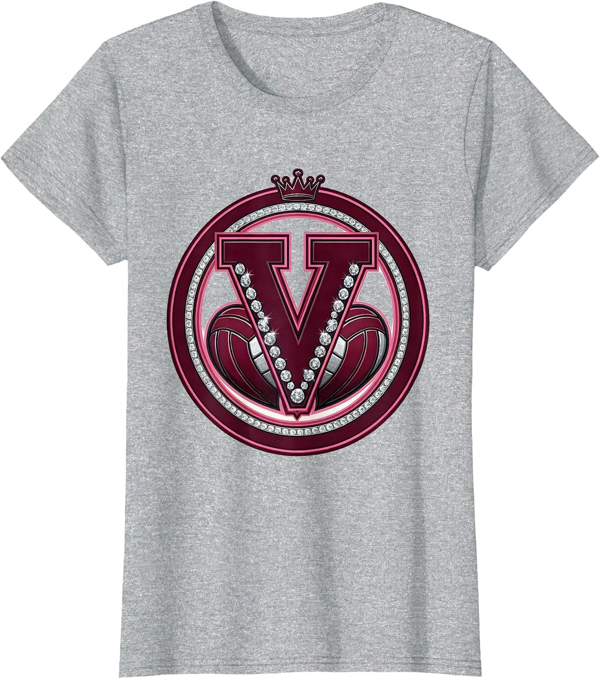 Volleyball Heart Love Volleyball Mom Gift T-Shirt - Heather Grey