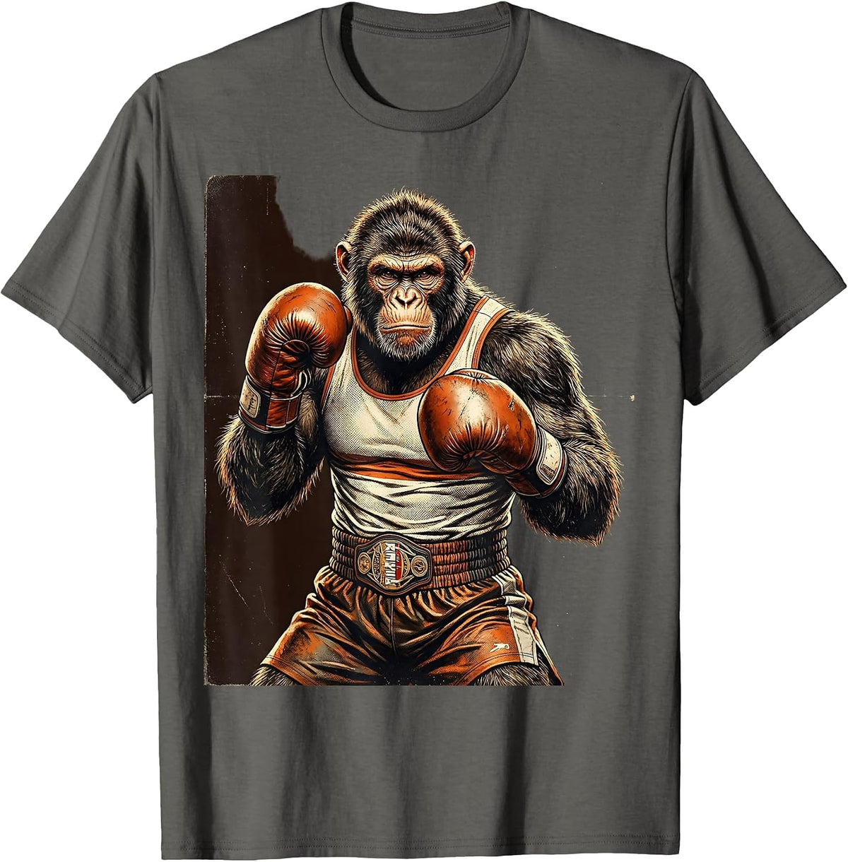 Monkey Boxing Gloves Fighter Graphic T-Shirt - Asphalt Grey