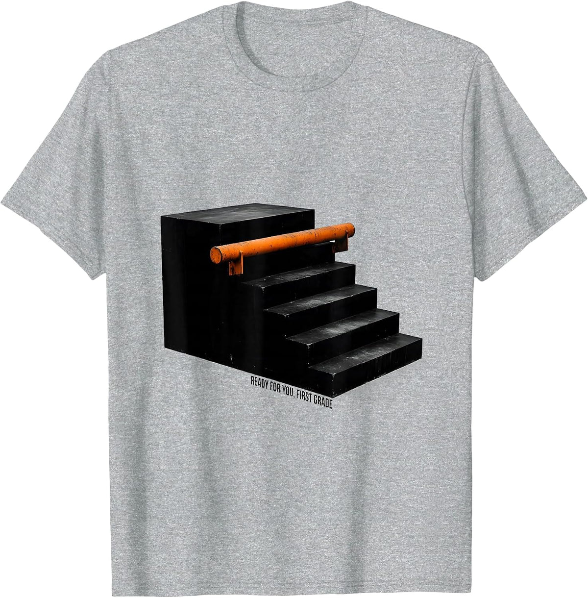 Men's Ready For You, First Grade Brutalist Graphic Teacher Student T-Shirt - Heather Grey
