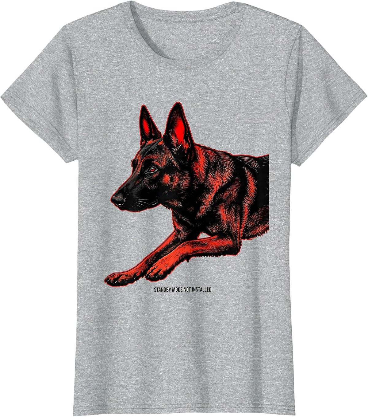 Women's Standby Mode Not Installed Funny Belgian Malinois Dog Owner T-Shirt - Heather Grey