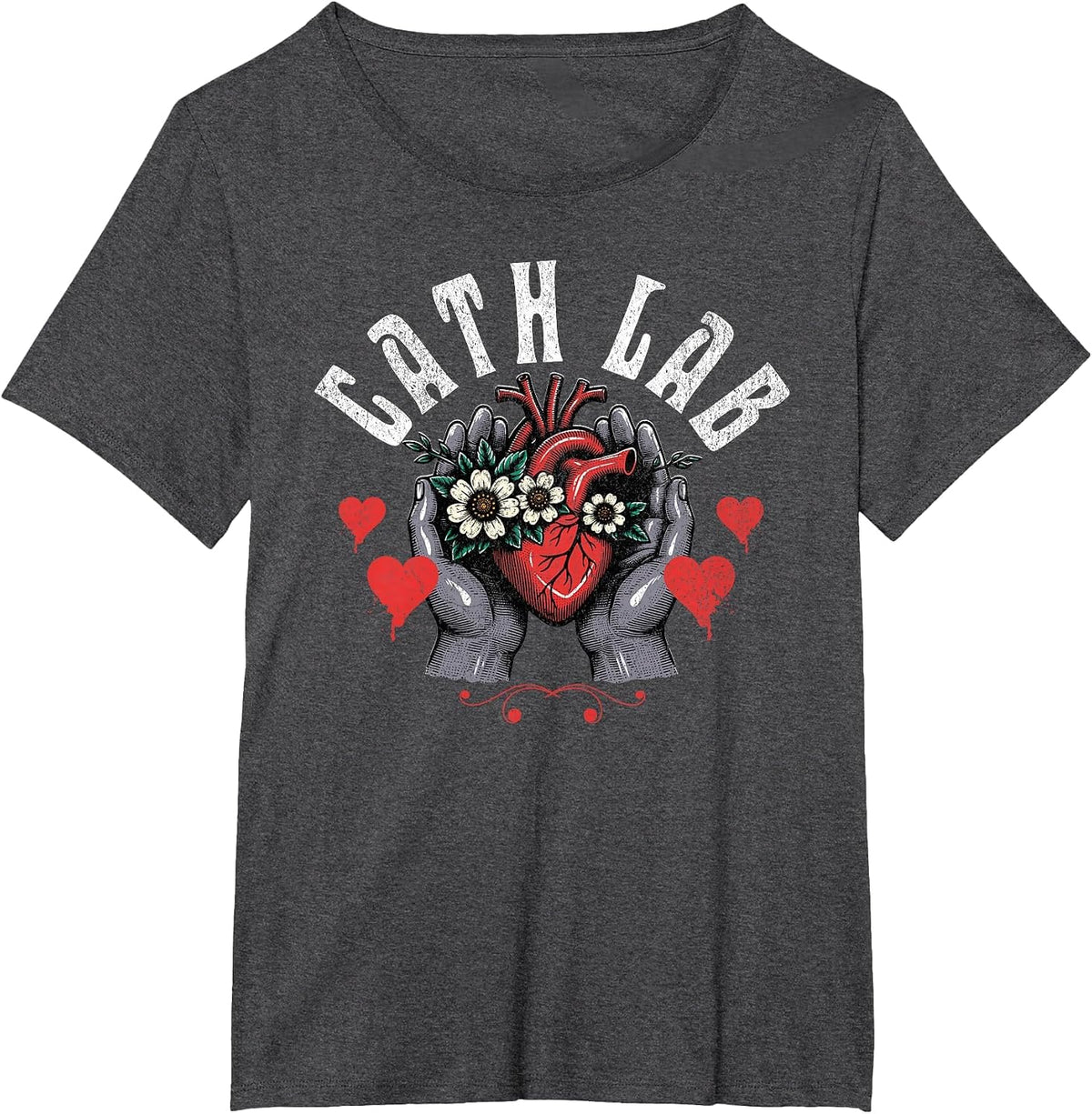 Cath Lab Life - Hands & Hearts T-Shirt - Dark Heather Grey
