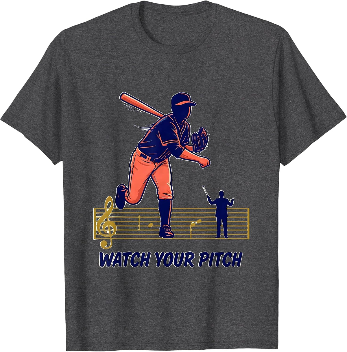 Men's Watch Your Pitch Funny Music Teacher Gift Humor T-Shirt - Dark Heather Grey