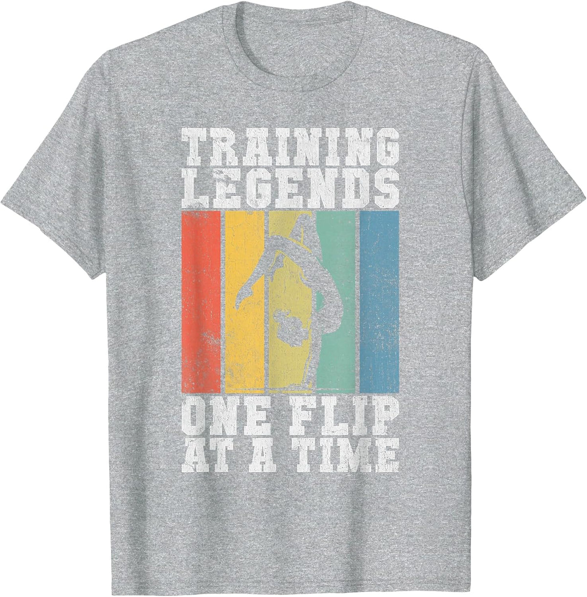 Training Legends One Flip at a Time Gymnastics Coach T-Shirt - Heather Grey