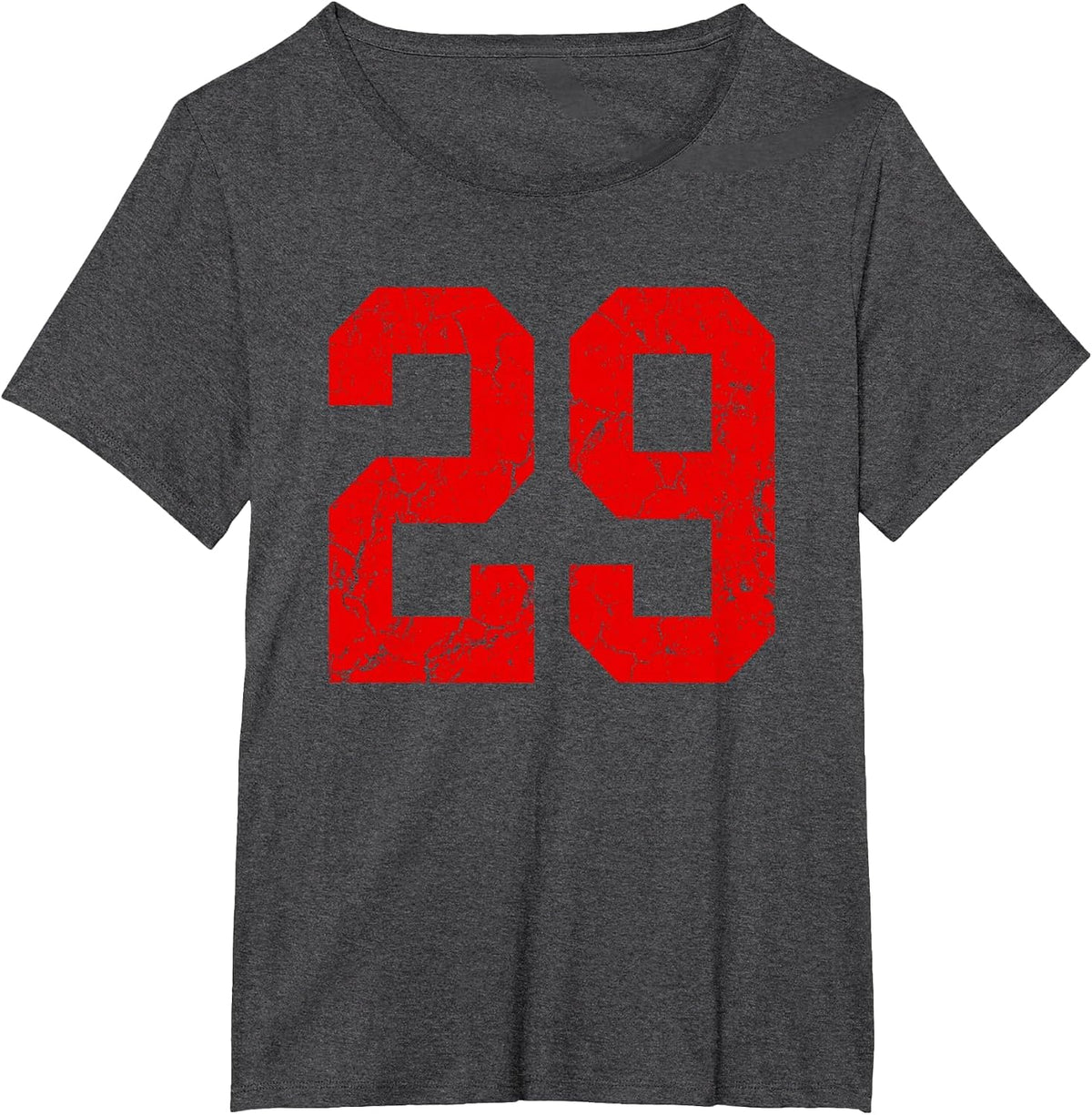 Distressed Red Number 29 Jersey Player Uniform #29 T-Shirt - Dark Heather Grey