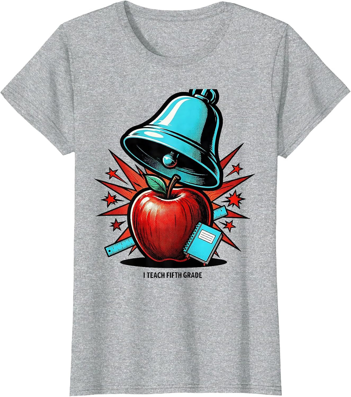 Women's I Teach Fifth Grade Pop Art Teacher Back To School Grade T-Shirt - Heather Grey