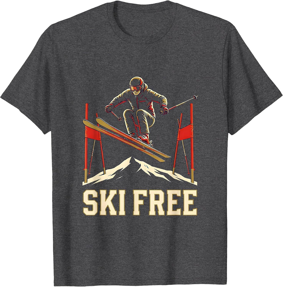 Men's Ski Free Sports Skiing Gift For Skiers Slalom T-Shirt - Dark Heather Grey