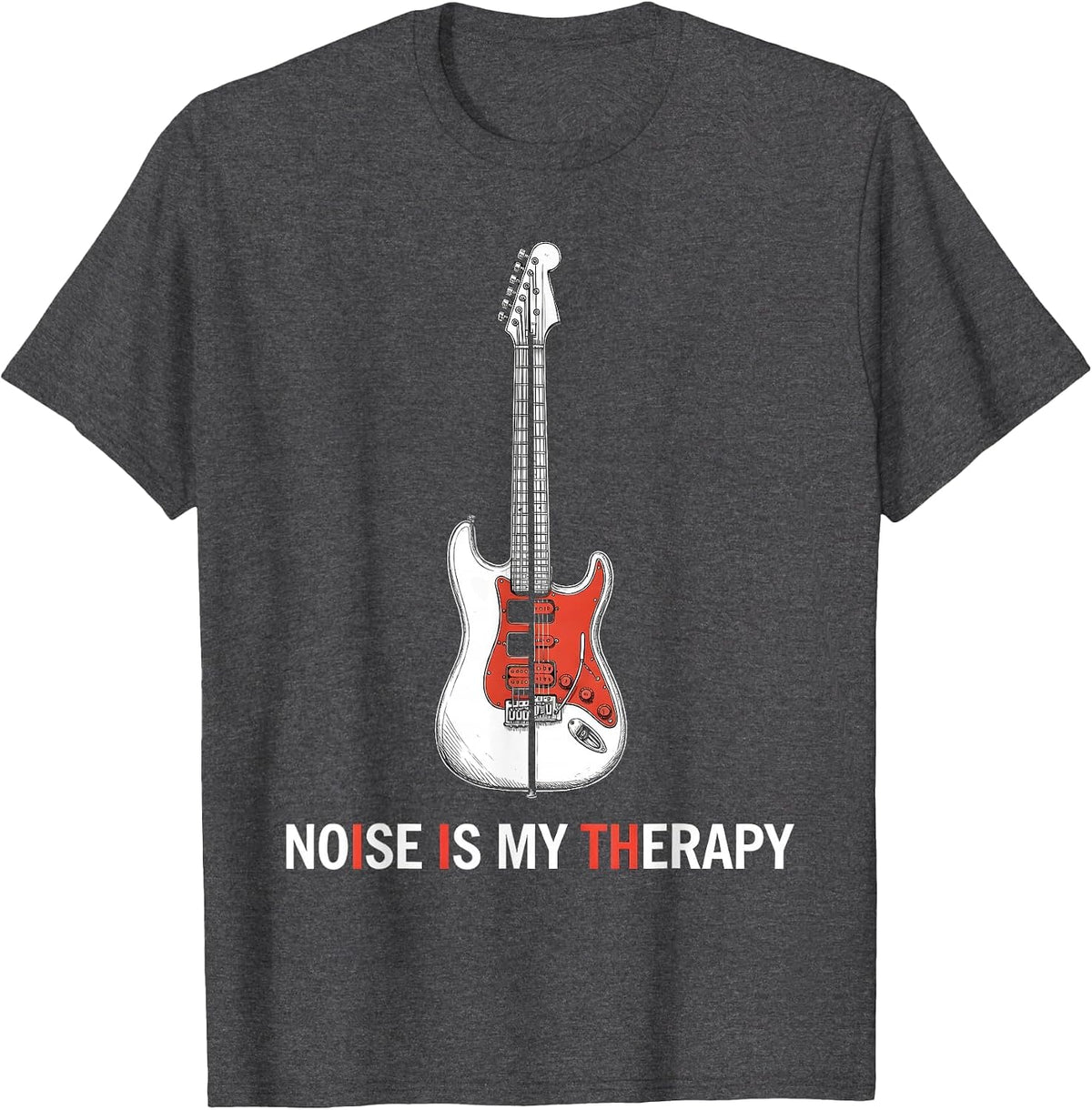 Noise Is My Therapy Punk Rock Design T-Shirt - Dark Heather Grey