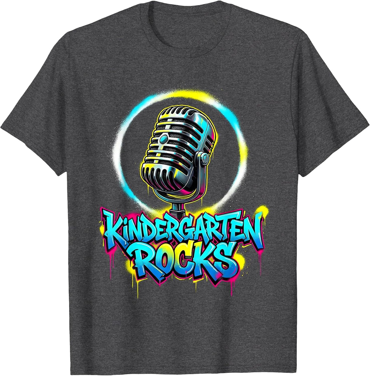 Men's Kindergarten Rocks Graffiti Back to School Teacher Kids T-Shirt - Dark Heather Grey