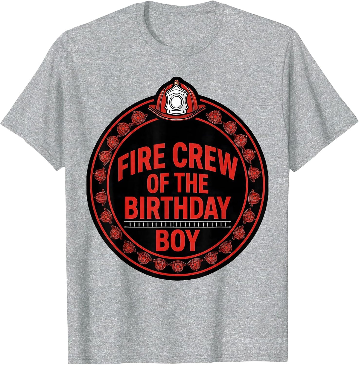 Men's Fire Crew of the Birthday Boy Fire Truck Firefighter Party T-Shirt - Heather Grey