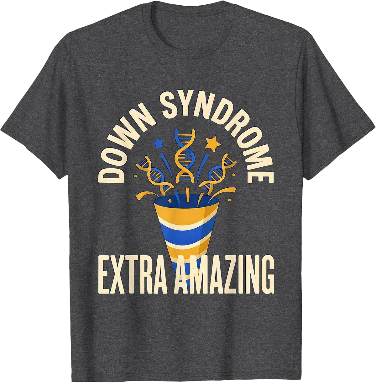 Men's Down Syndrome, Extra Amazing Supportive Family Awareness T-Shirt - Dark Heather Grey