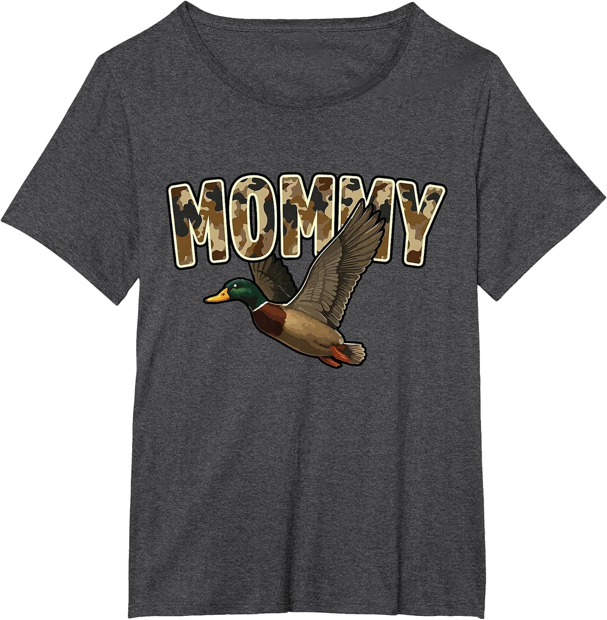 Camouflage Vintage Mallard Duck Retro Camo Hunting Mommy T-Shirt - Dark Heather Grey