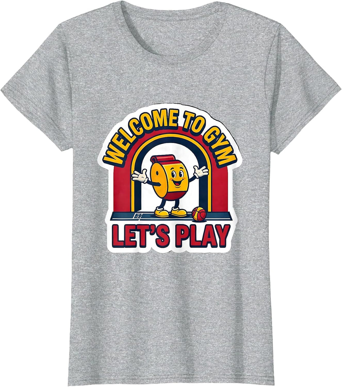 Women's Welcome To Gym Let's Play Funny PE Teacher Back To School T-Shirt - Heather Grey