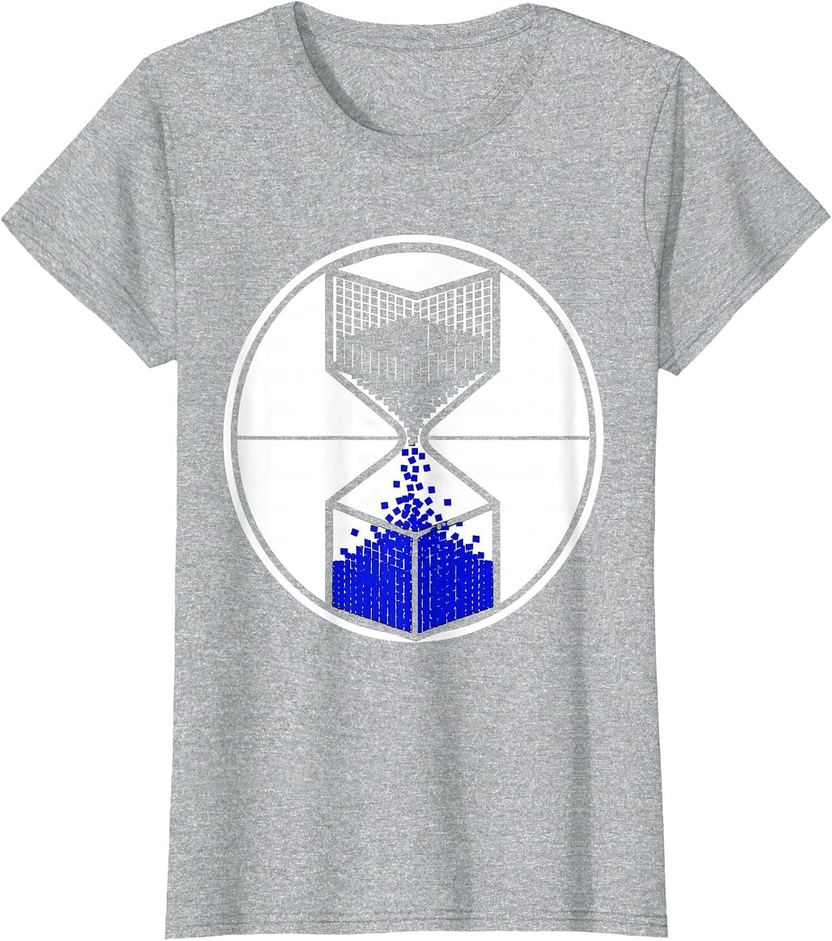 Women's Binary Hourglass Digital Time Graphic Tee T-Shirt - Heather Grey