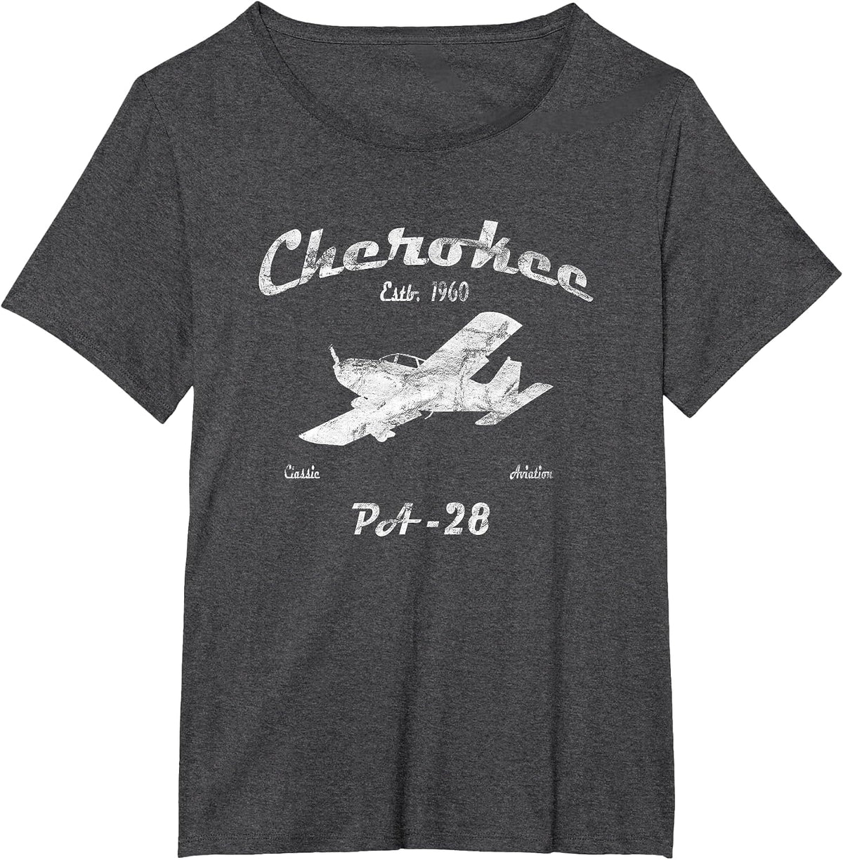 PA28 Cherokee Airplane Since 1960" Classic Aviation Pilot T-Shirt - Dark Heather Grey