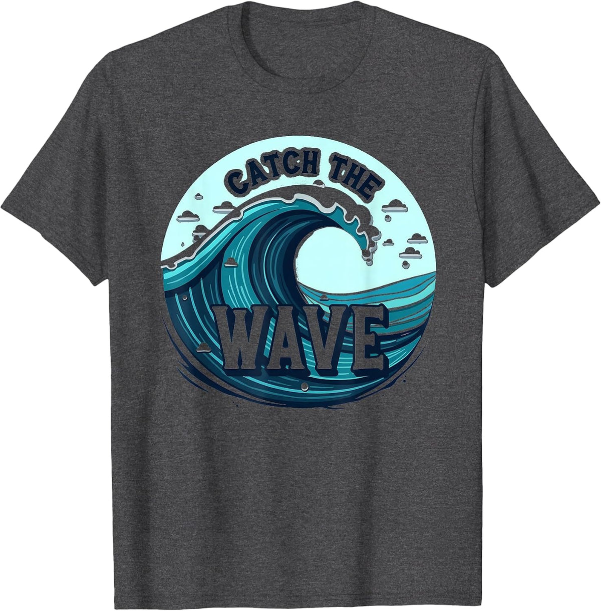 Catch The Wave: Surfer's Ocean Adventure T-Shirt - Dark Heather Grey