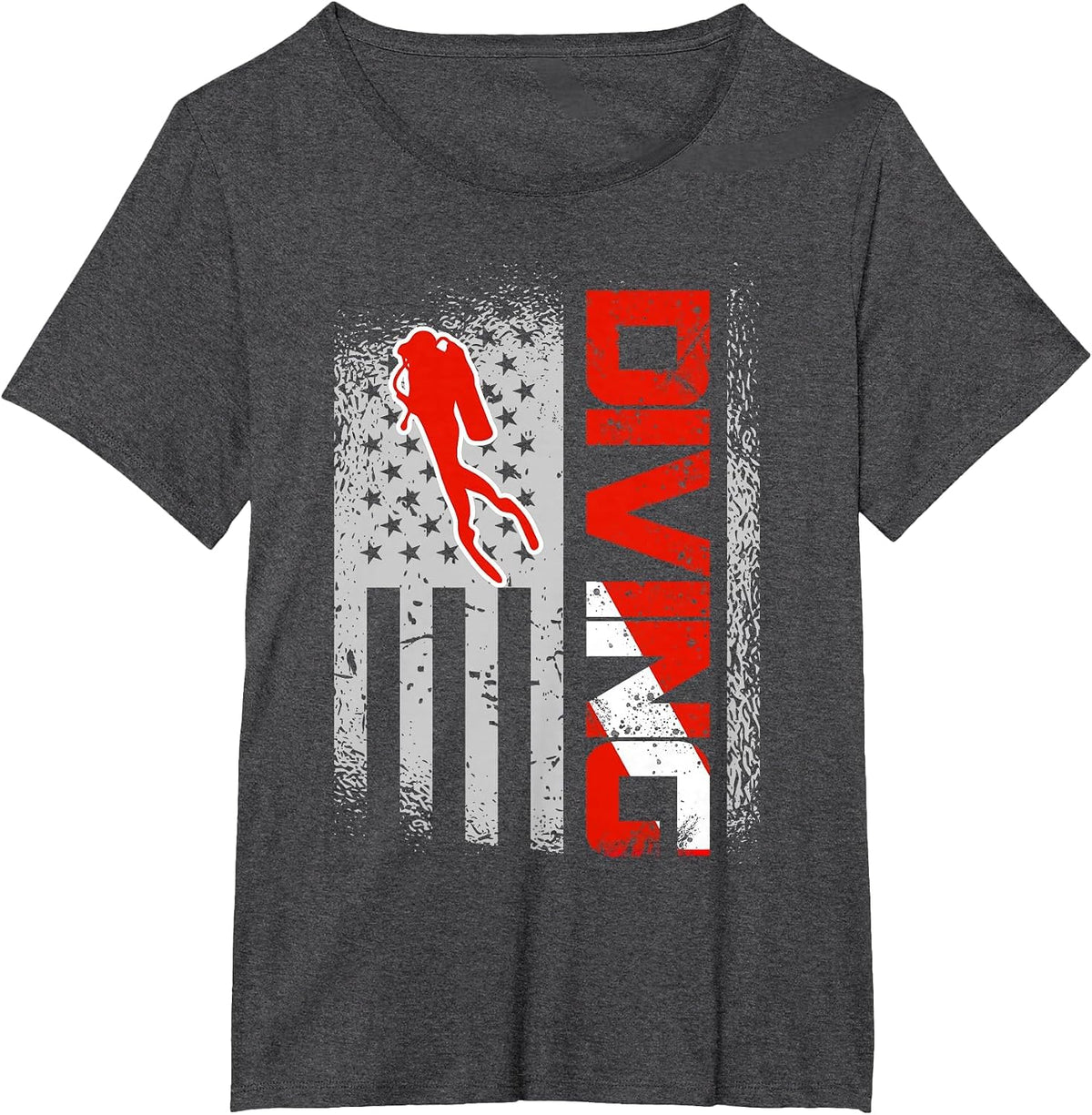 American Diver Down Flag US Flag Dive T-Shirt - Dark Heather Grey