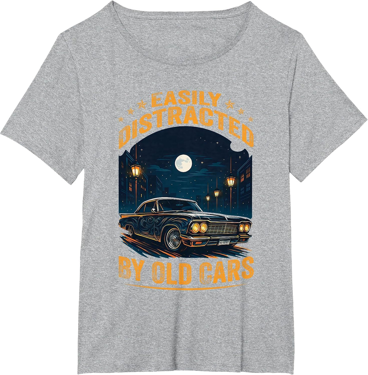 Easily Distracted By Old Cars Classic Car Guy Funny Vintage T-Shirt - Heather Grey