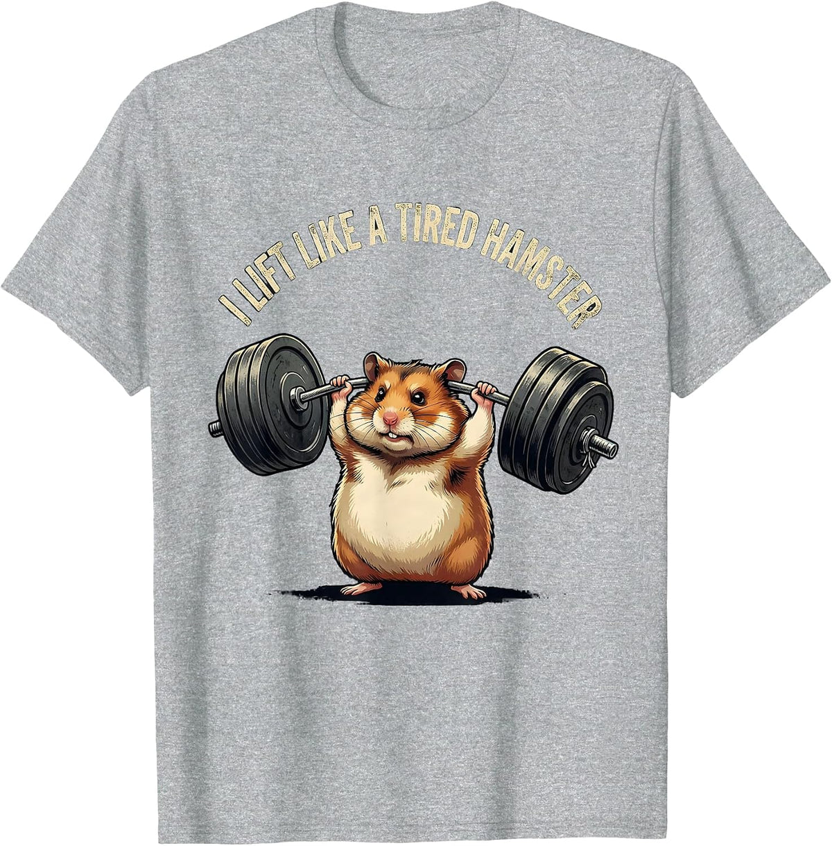 Men's I Lift Like A Tired Hamster Funny Gym Hamster Weightlifting T-Shirt - Heather Grey