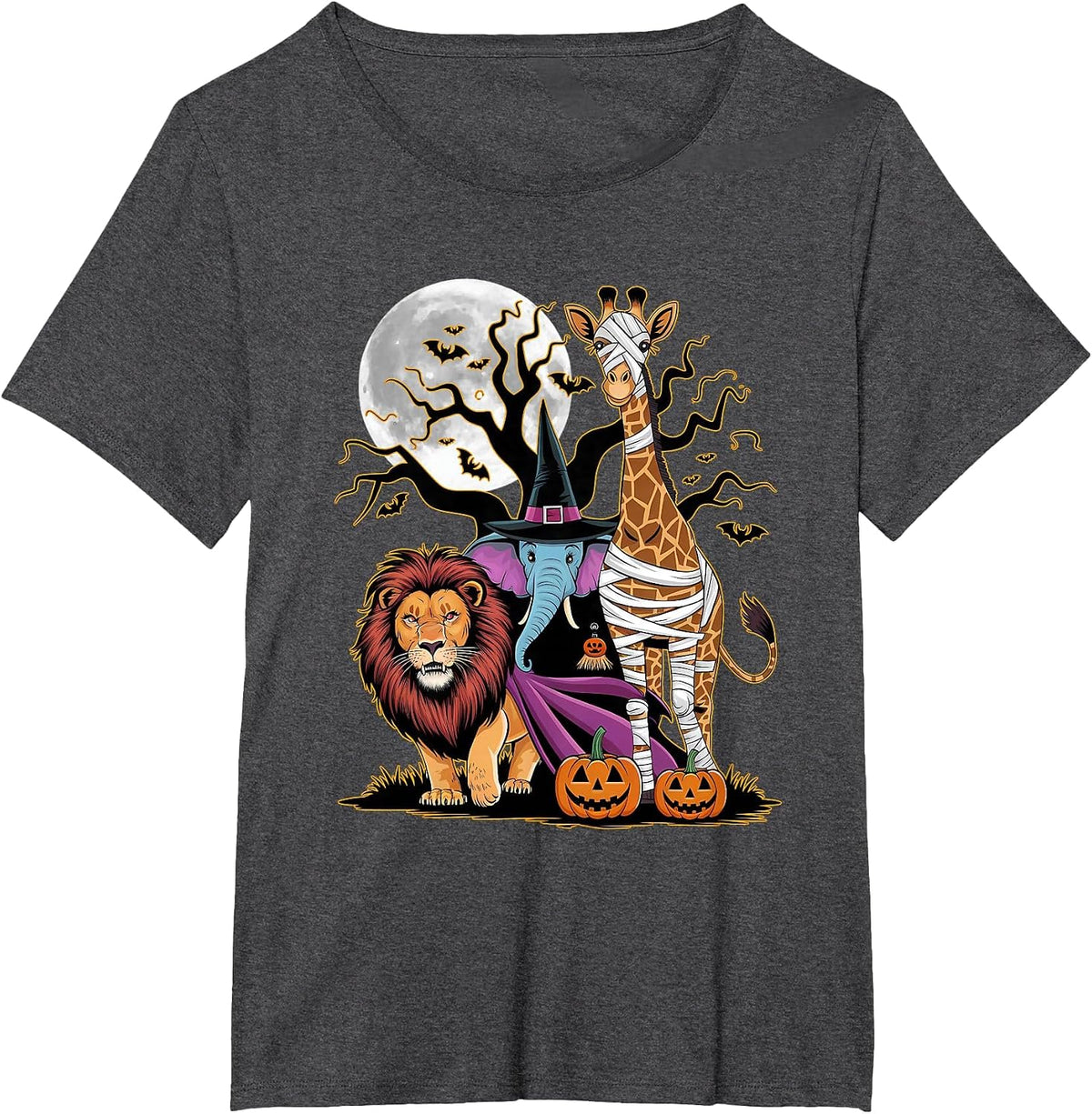 Halloween Zoo Animals Wildlife Safari T-Shirt - Dark Heather Grey