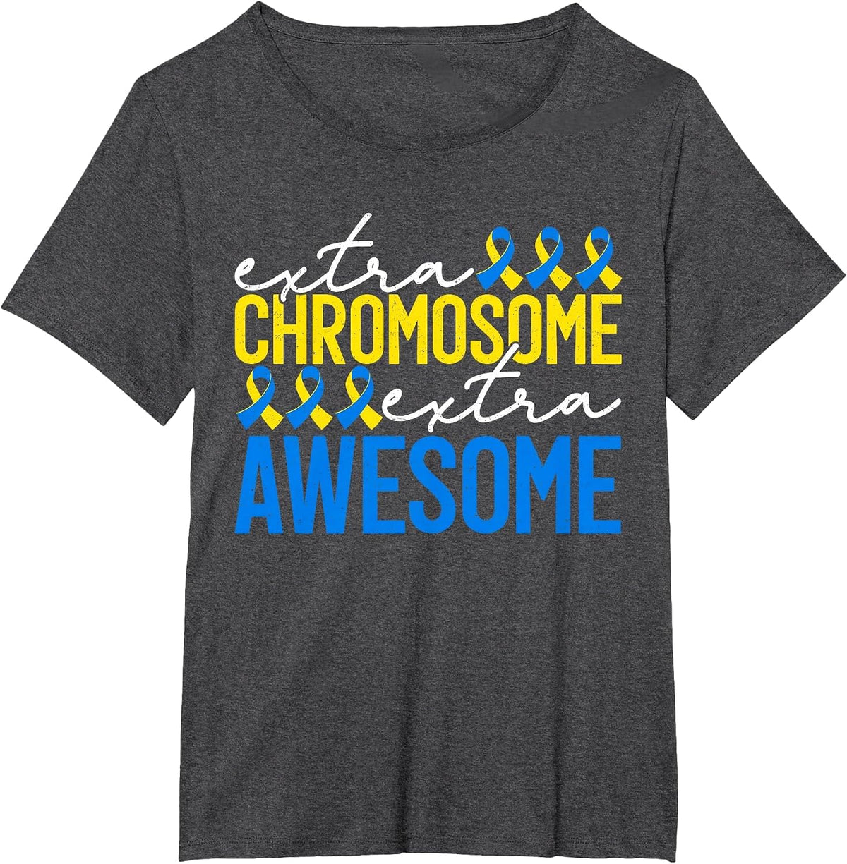 World Down Syndrome Funny Extra Chromosome Extra Awesome Kid T-Shirt - Dark Heather Grey