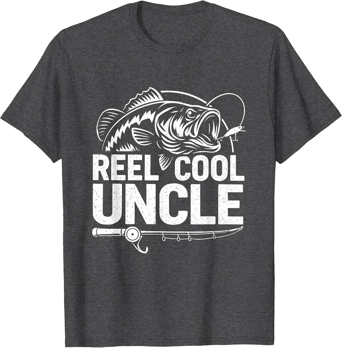 Reel Cool Uncle Fishing Daddy Fathers Day Dad for Men T-Shirt - Dark Heather Grey