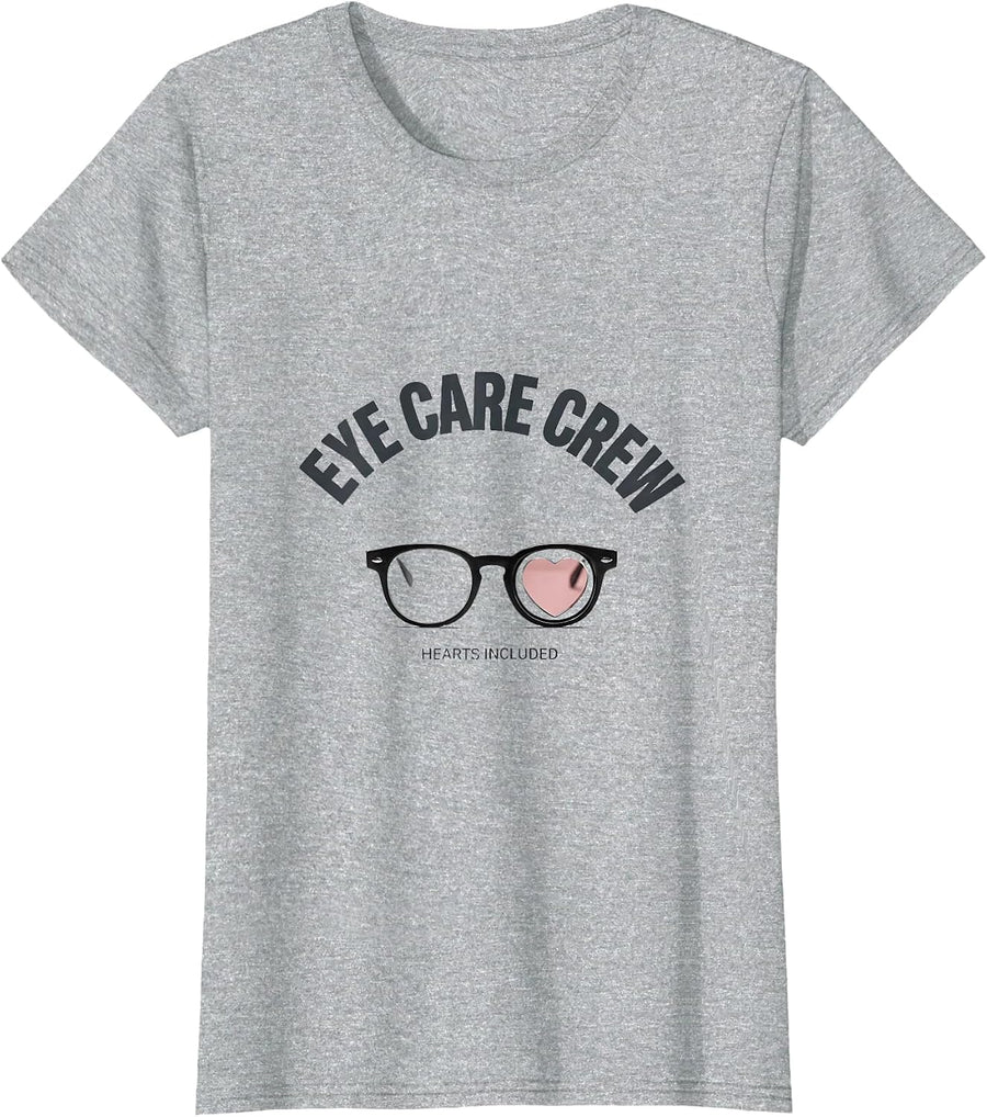 Eye Care Crew Hearts Included Funny Optometrist Valentine T-Shirt - Heather Grey