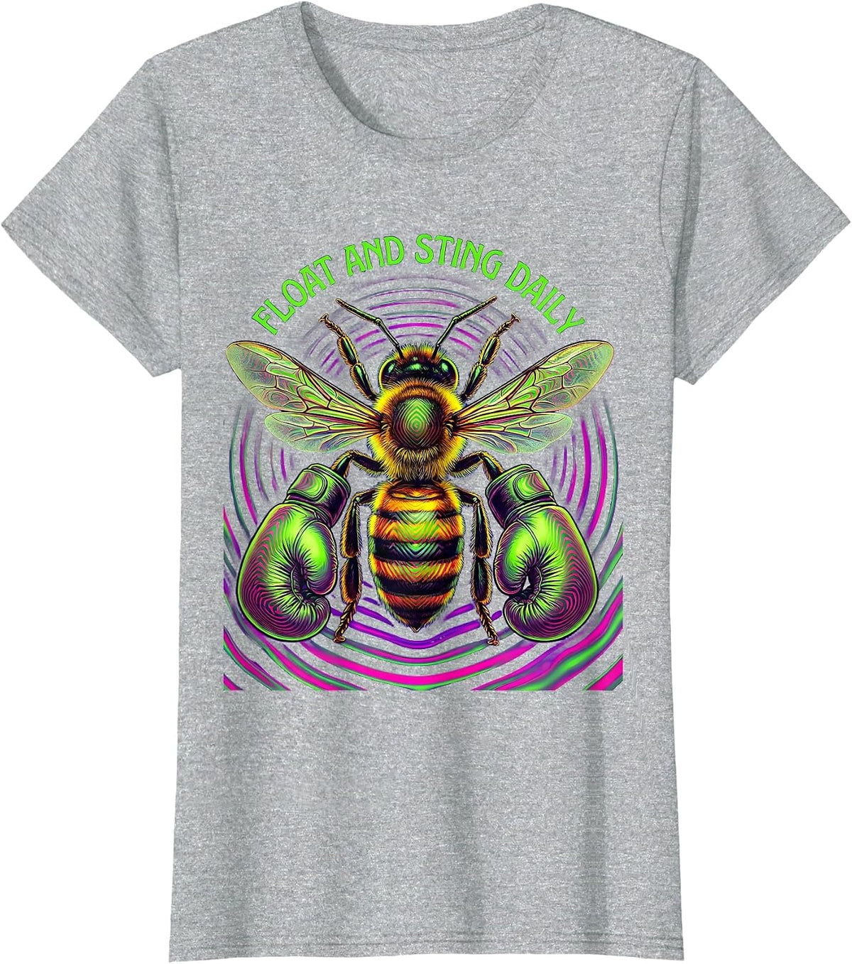 Float and Sting Daily Boxing Graphic Design T-Shirt - Heather Grey